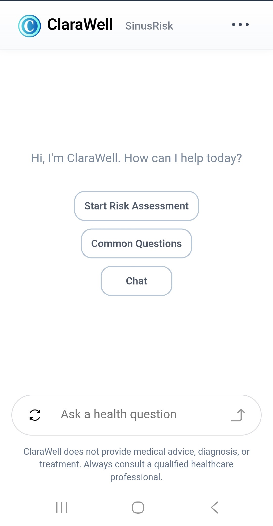 Mobile view of the original SinusRisk public experience.